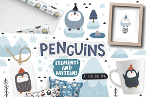 Penguins, a Background Graphic by AnnieArt