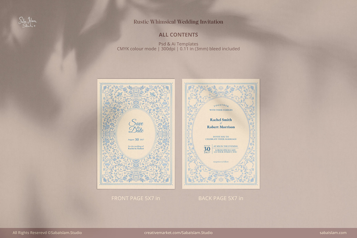 Rustic Whimsical Wedding Invitation, an Invitation Template by SabaIslam.Studio (Photo 7 of 7)