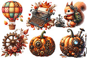 Watercolor Steampunk Autumn Clipart, an Illustration by Designworld (Thumbnail 4 of 6)