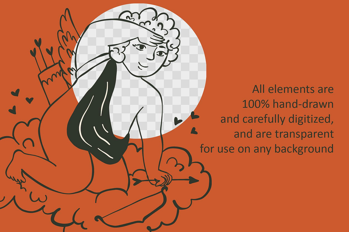Valentine's Clipart: cupids & heart, a Seasonal Illustration by Elliko shop (Photo 5 of 7)