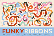 FUNKY RIBBONS: clipart & pattern, an Object Illustration by Elliko shop (Thumbnail 1 of 7)