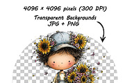 Whimsical Spring Girl Sunflower, an Illustration by one-touch (Thumbnail 7 of 17)