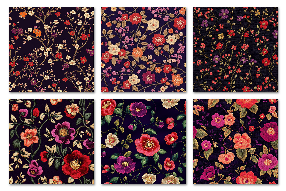 Purple Floral Embroidery Fabric, a Texture Graphic by Dream Creation (Photo 5 of 6)
