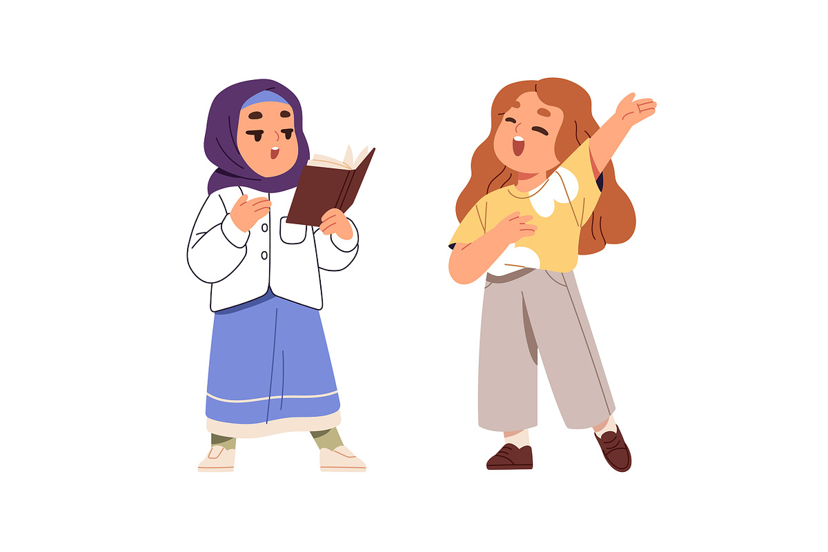 Happy kids singing songs set, a Person Illustration by PaperTrident (Photo 4 of 11)