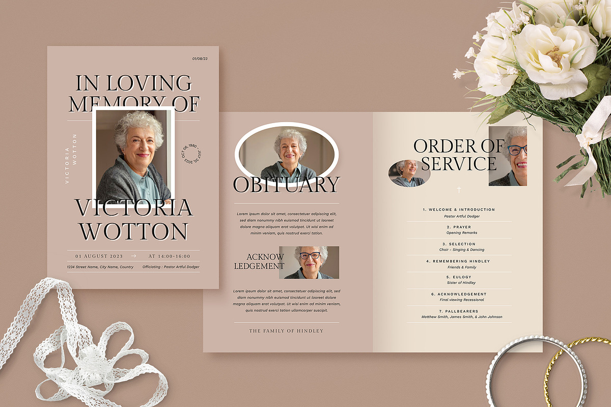 Modern Minimalist Funeral Program, an Invitation Template by Vynetta (Photo 1 of 6)