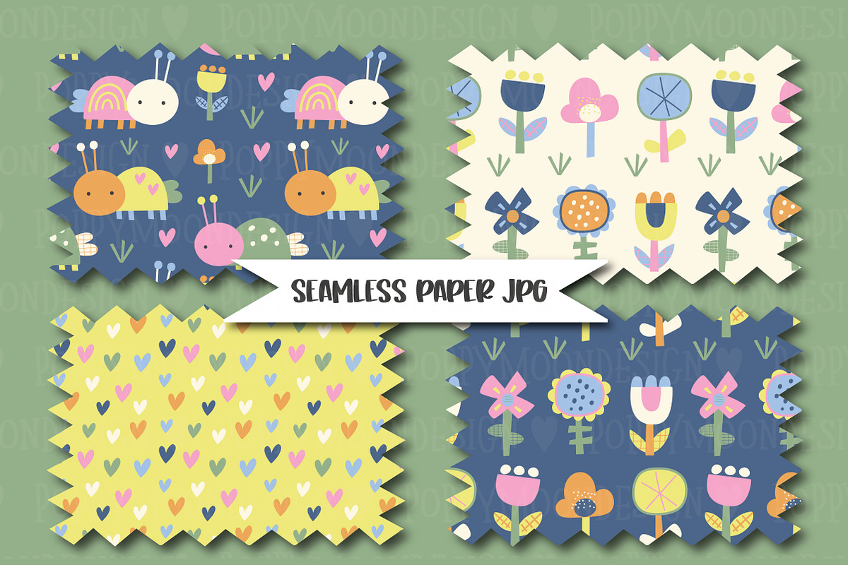 Garden pop clipart & paper set, a Seasonal Illustration by Poppymoondesign (Photo 3 of 5)