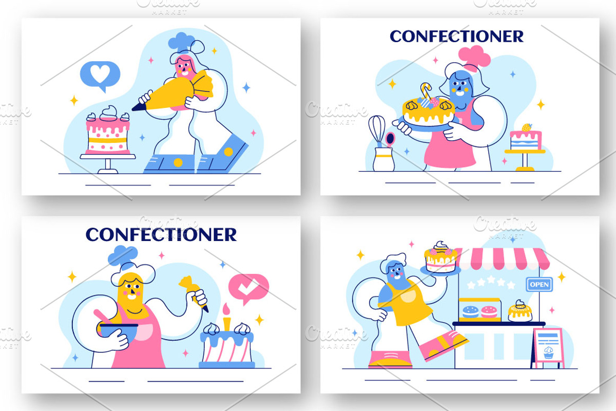 10 Confectioner Vector Illustration, a Person Illustration by denayunebgt (Photo 2 of 4)