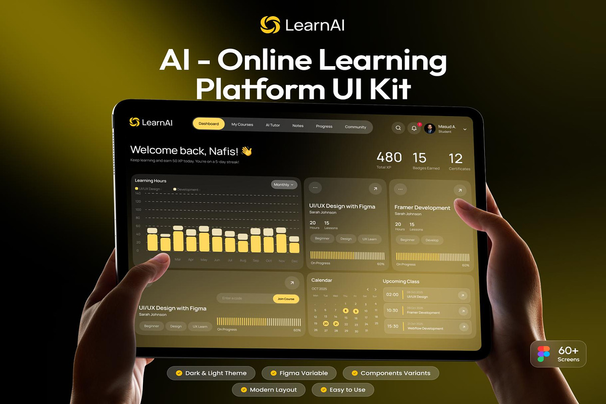 AI Online Learning Platform UI Kit, an UI Kit Template by Lumina_ui_ux202 (Photo 1 of 8)