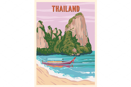 Poster Thailand tropical resort, a Transportation Illustration by Vector_Up