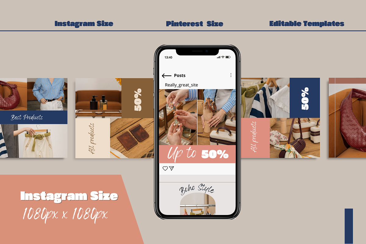 Instagram & Pinterest Canva Template, a Social Media Template by PaolaroiDesign (Photo 2 of 8)
