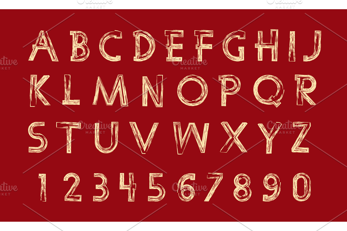 Gold and red glittering letters in, an Object Illustration by RODINA (Photo 1 of 3)