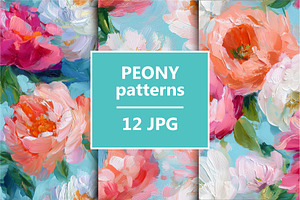 Impressionistic Peony Patterns Set