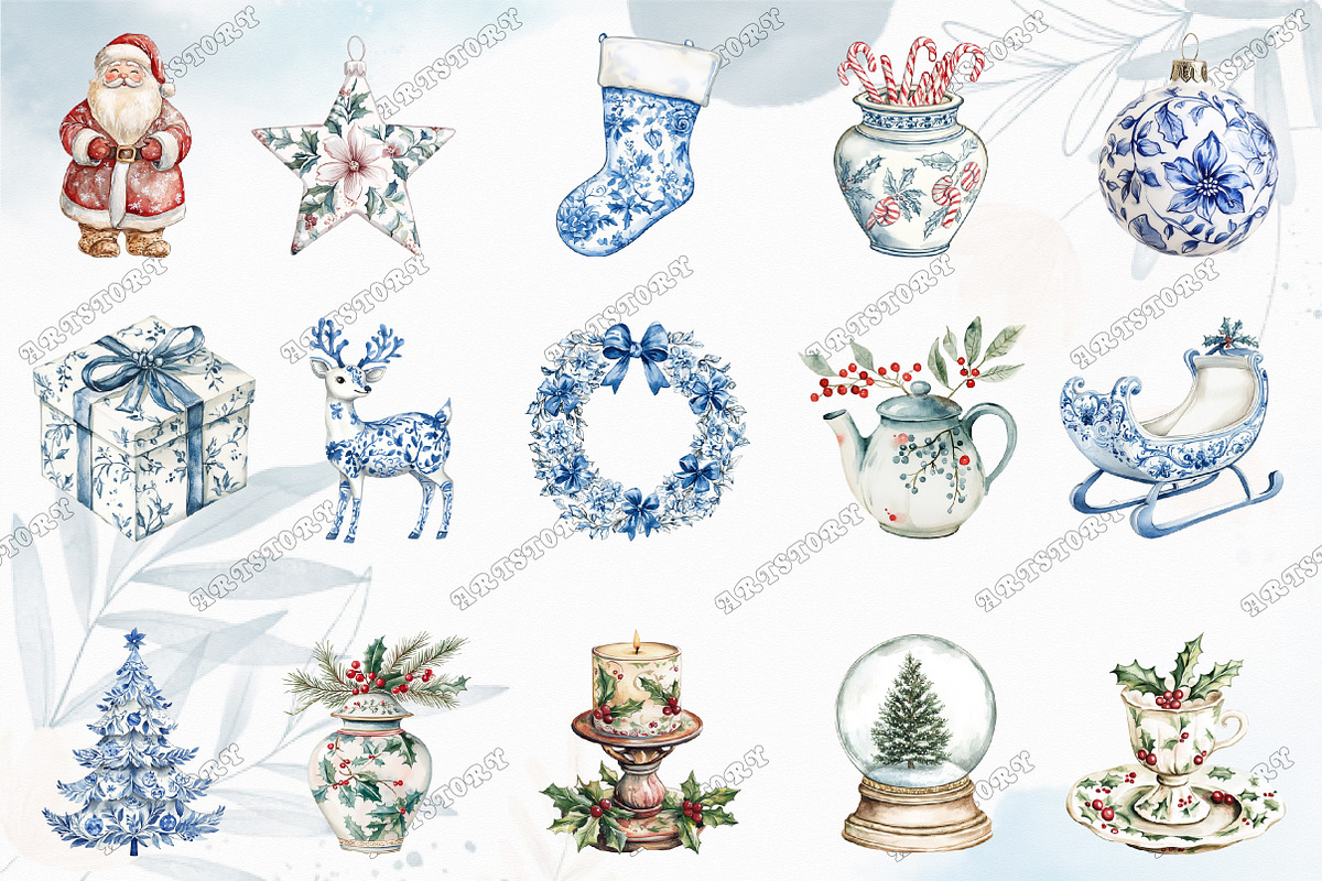 Chinoiserie Christmas Clipart, an Illustration by designcity5 (Photo 2 of 5)