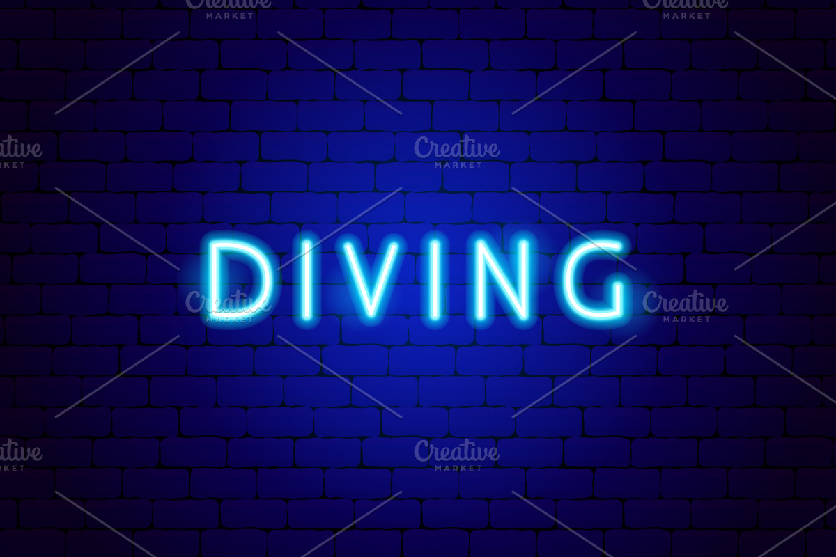 Scuba Diving Neon Vector Icons, an Outline Icon by Anna_leni (Photo 9 of 9)