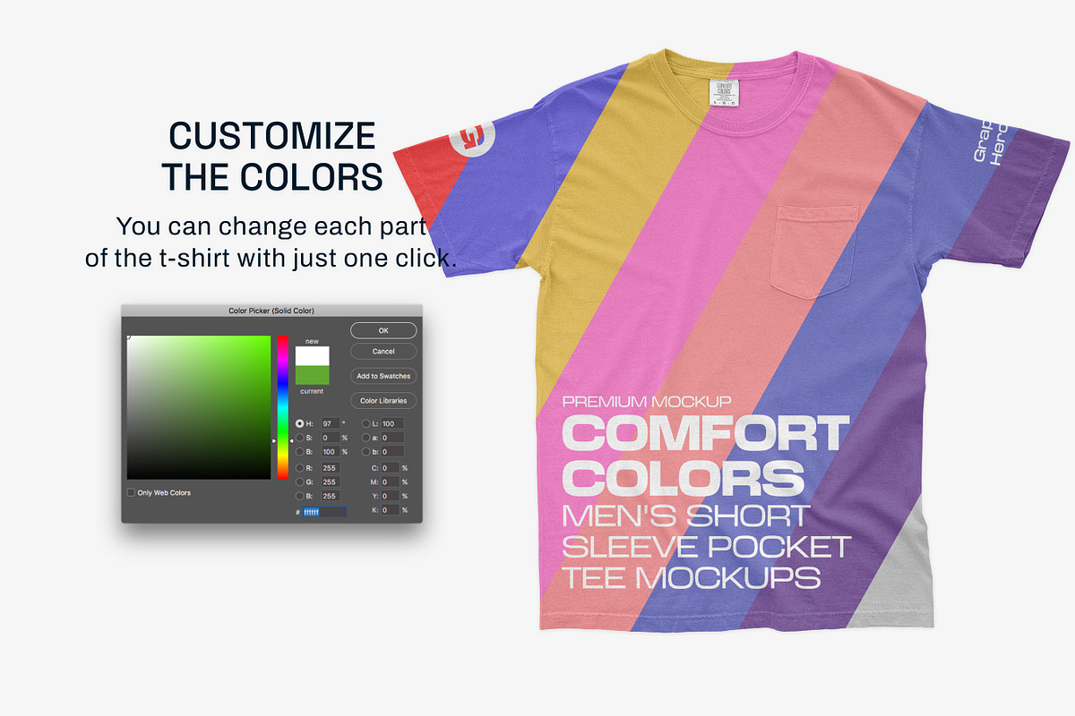 Comfort Colors Pocket Tee Mockups, a Shirt Mockup by GraphicHero (Photo 4 of 9)