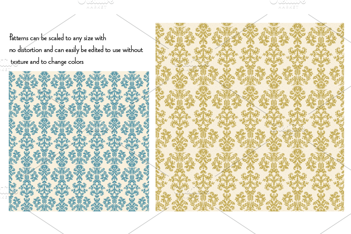 Seamless Pink Damask Patterns preview 3