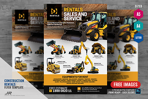 Construction Equipment Rentals Flyer, a Flyer Template by PSDPixel