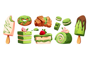 Matcha dessert - green tea flavored, a Food Illustration by art PVP - market