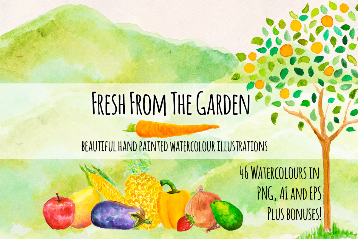 Fruit and Vegetable Watercolor Kit, a Food Illustration by Violet LeBeaux (Photo 2 of 5)