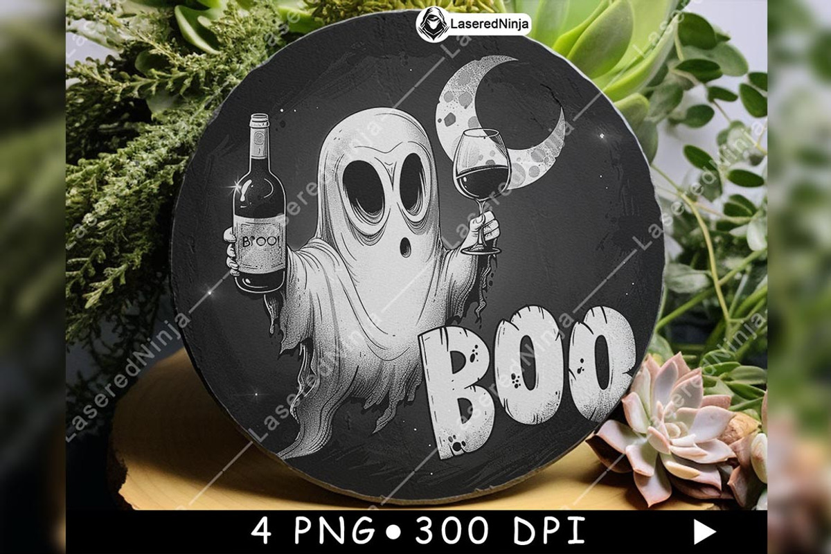 Drunk Ghost BOO Wine Bottle Signage, a Background Graphic by LaseredNinja (Photo 4 of 7)