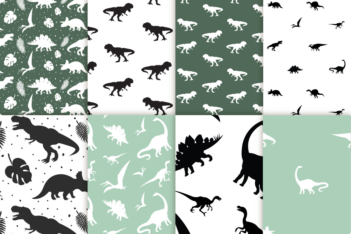 Dinosaur seamless patterns set, a Pattern Graphic by Swetsol (Photo 2 of 7)