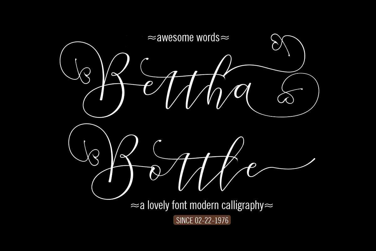 Bettha Bottle, a Script Font by Deniz86 (Photo 1 of 14)