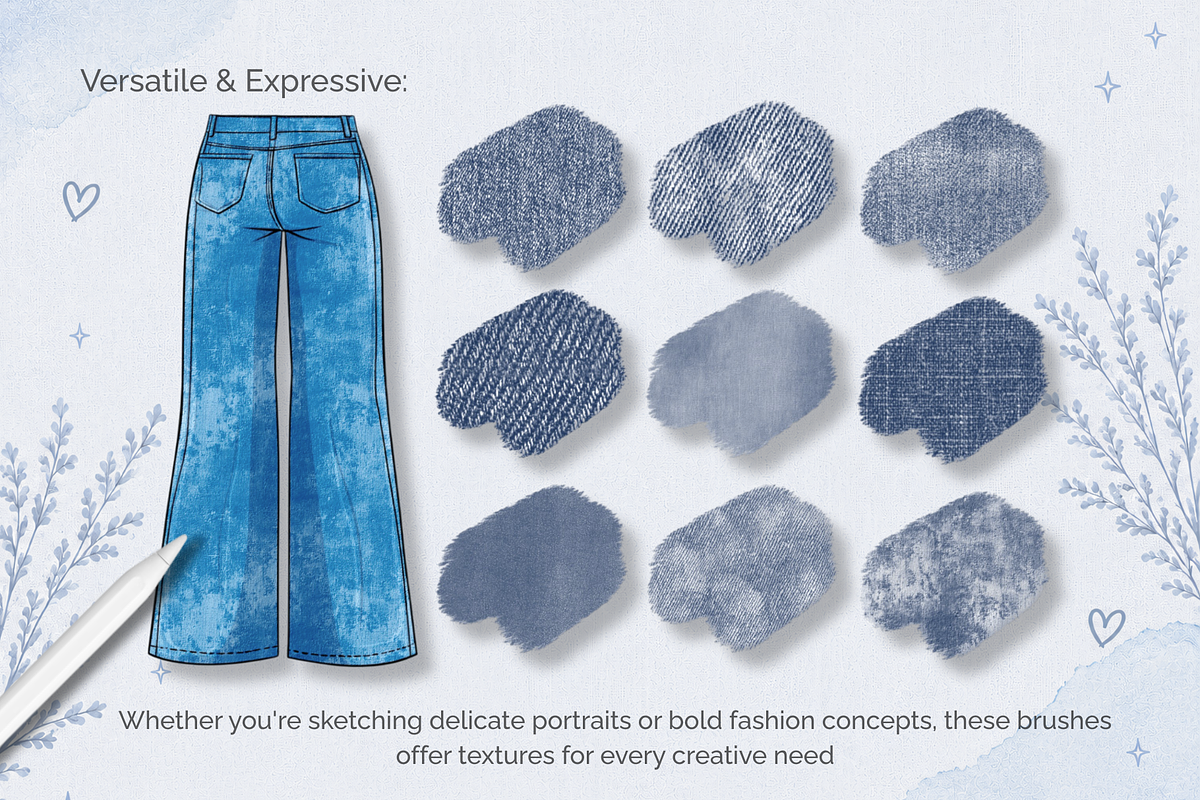 Procreate Denim Texture Brushes, a Brush Add-On by HopeArtIllustration (Photo 5 of 6)