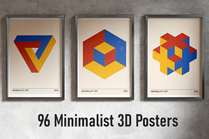 96 posters 3D geometric shapes, a Graphic by C Design Studio