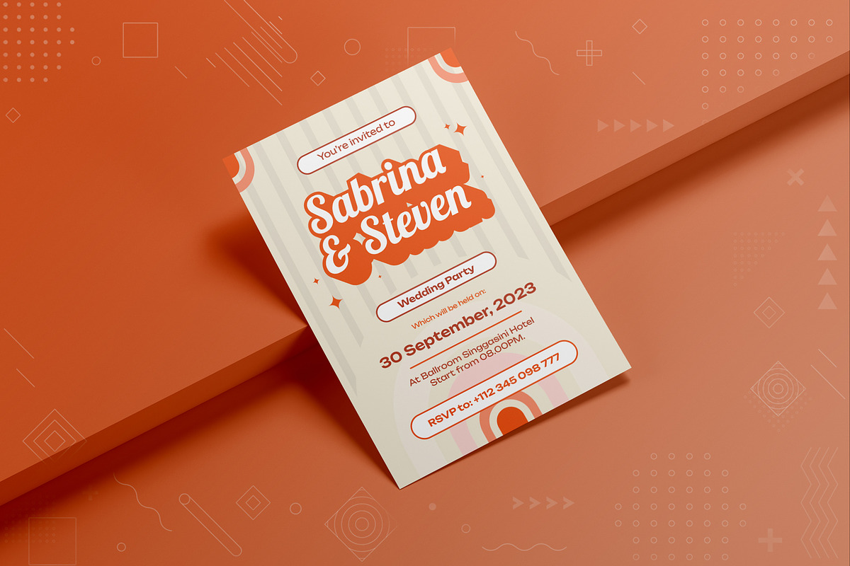 Retro Wedding Invitation, an Invitation Template by Fannan Studio (Photo 2 of 2)
