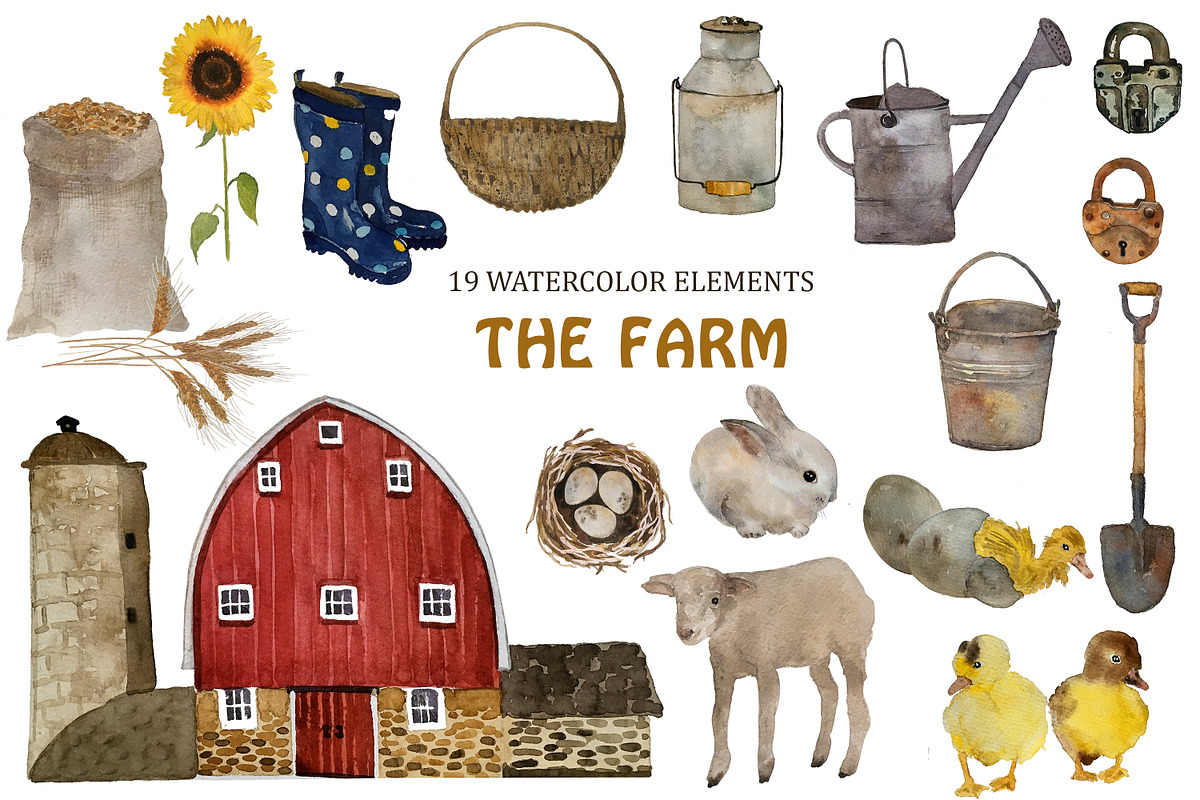 Farm collection, an Animal Illustration by Bychovsky design