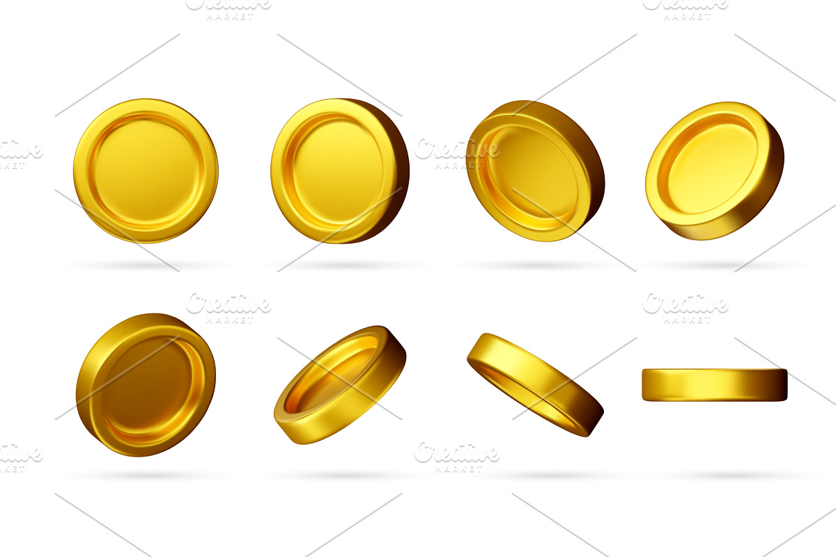 Set of 3D golden coins in various, a Finance Illustration by Abscent