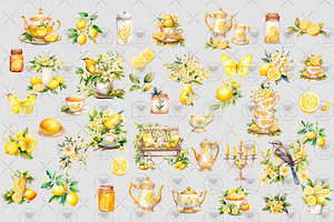 Watercolor Lemon Tea Clipart