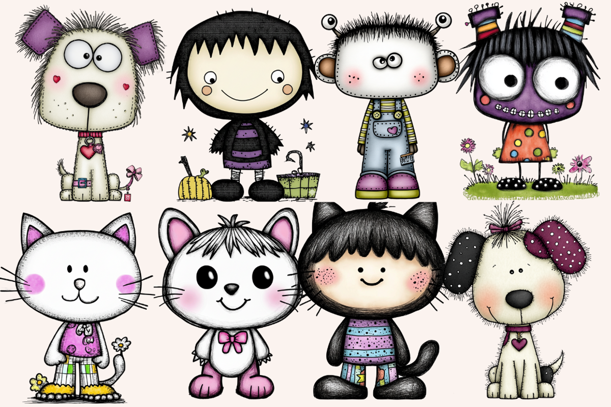 Quirky Monster Kids and Their Pets, a Person Illustration by PrintHaven Designs (Photo 3 of 6)