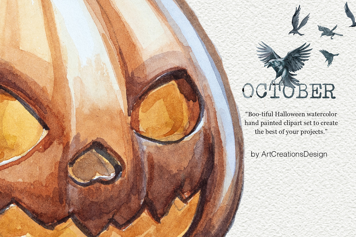 Watercolor October Clipart Set, an Illustration by ArtCreationsDesign (Photo 9 of 10)