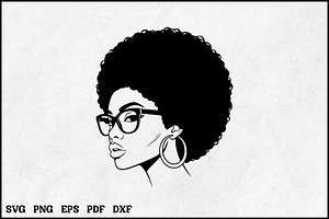 Afro Woman with Glasses SVG Design