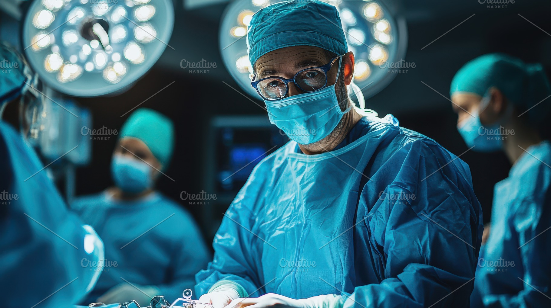 Surgical team in sterile environment, a Background Photo by Pixeness