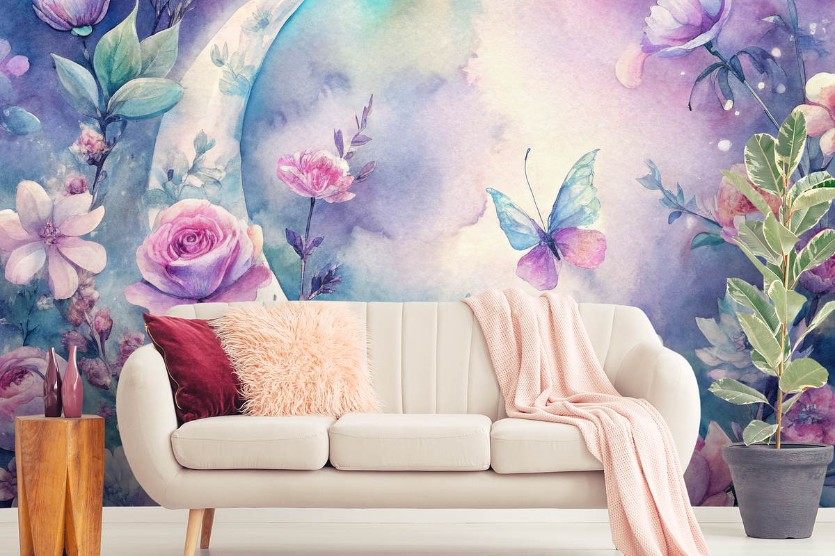 Floral Crescent Moon, a Background Graphic by Curve Design (Photo 2 of 7)