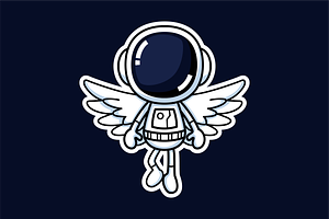 Cute Astronaut With Angel Wings