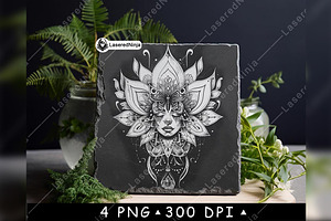 Lotus Flower Woman Head Floral Face