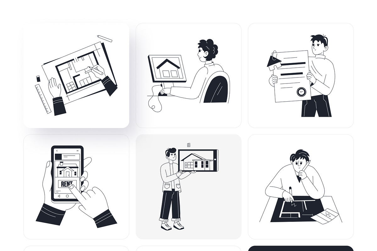 Home Owner Illustration Set, an Outline Icon by Vectors Market (Photo 7 of 10)