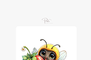 100 Cute Baby Bee PNG Cliparts, an Animal Illustration by Pati Charm Studio (Thumbnail 7 of 9)