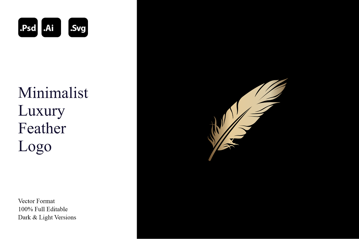 Minimalist Luxury Feather Logo, a Branding & Logo Template by Luxury Logos (Photo 1 of 4)