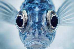 Blue Fish Macro shot of a blue fish facing the camera underwater, an Animal Photo by Ales Munt