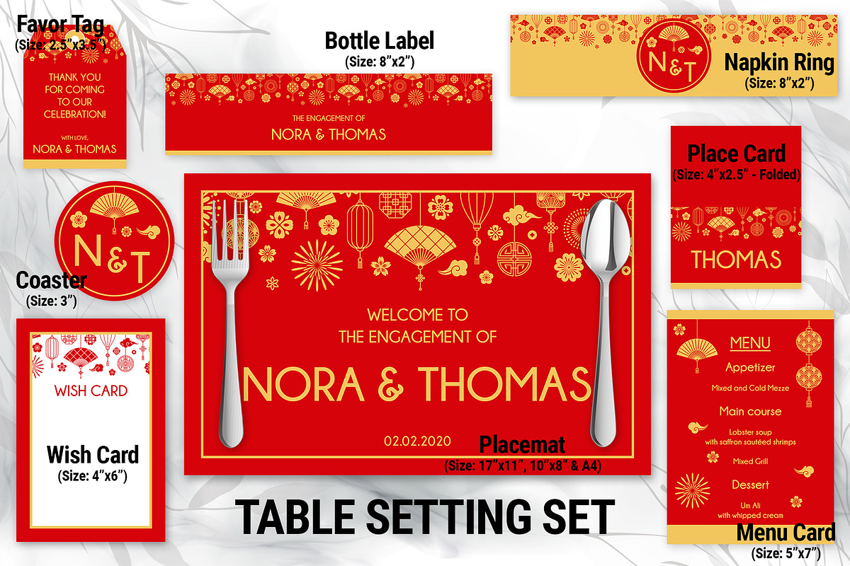 Oriental Asian Table Setting Set, a Templates & Theme by DickyJiang Illustrations (Photo 2 of 3)
