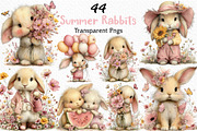 Whimsical Summer Rabbits Clipart, an Illustration by Craft Nest (Thumbnail 1 of 12)