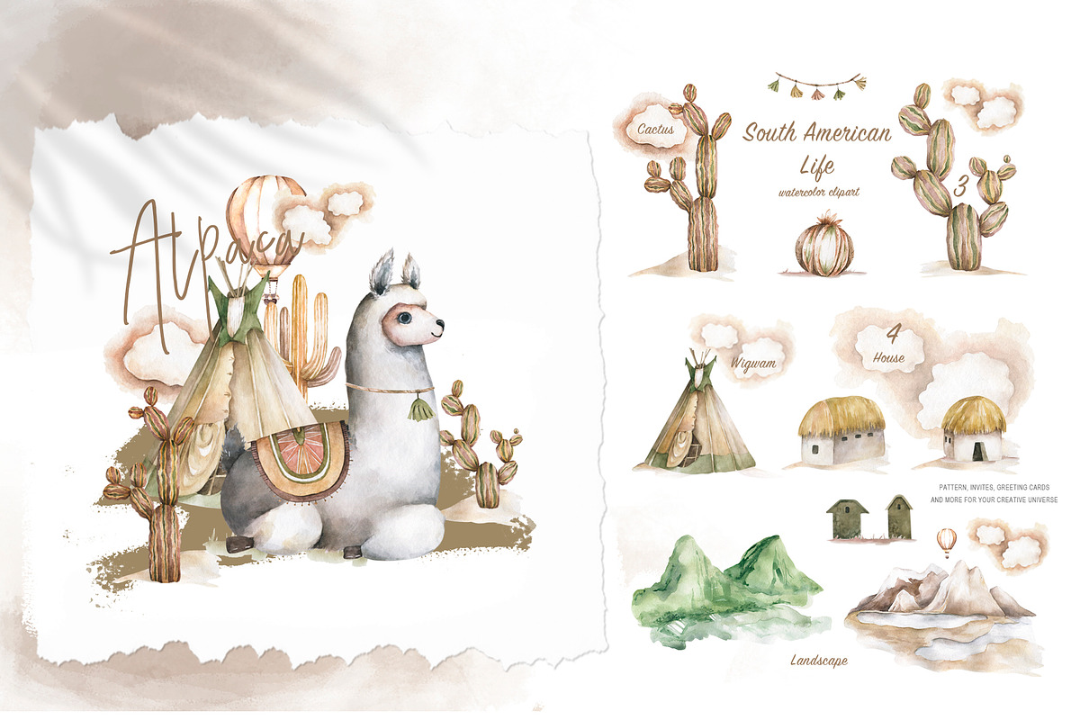 Alpaca Cute WildLife Watercolor Set, an Animal Illustration by Ann Art Houze (Photo 4 of 12)