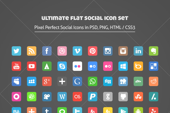 Ultimate Flat Social Icon Set
