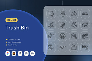 Trash Bin Icon, an Outline Icon by Nathaya Studio