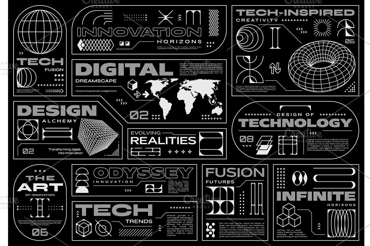 Futuristic cyberpunk labels, a Technology Illustration by Vector Tradition