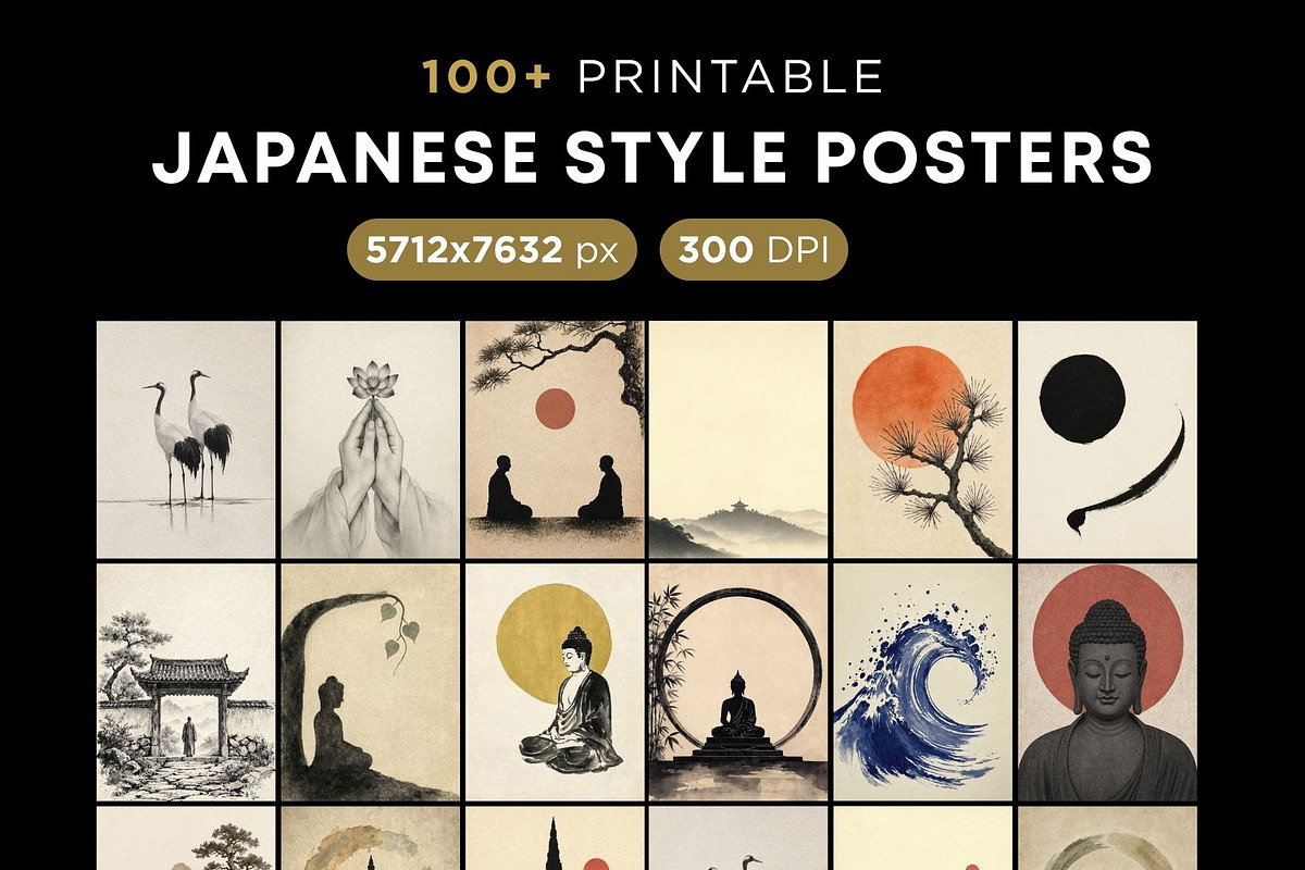 Zen Japanese Wall Art Prints, a Decorative Illustration by Selenique Studio (Photo 1 of 12)